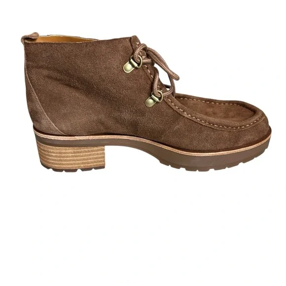 Kork-Ease Wales Brown Suede Lace Up Boots 9.5 Chunky Heel Leather Upper Lug Sole - Picture 9 of 12